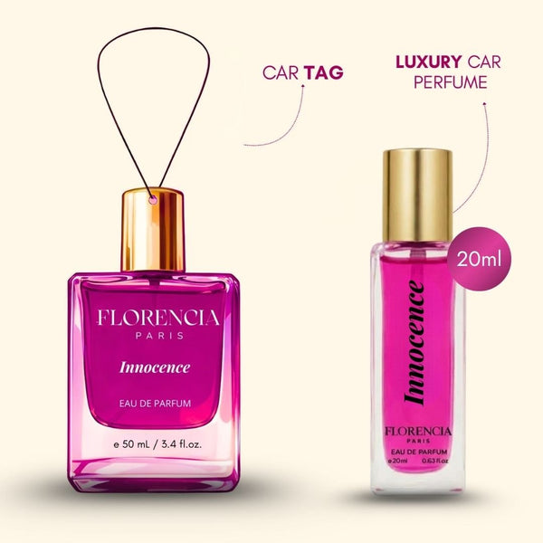 Florencia Innocence – 1 Car Tag + 1 Perfume Bottle 20ml (Soft, Sweet & Pure)