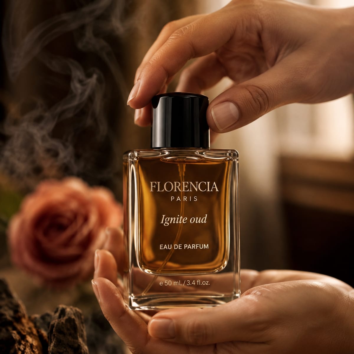 Florencia Ignite Oud — Bottle in hand