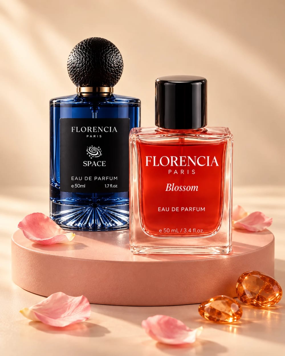 Florencia Space and Florencia Blossom Eau de Parfum bottles